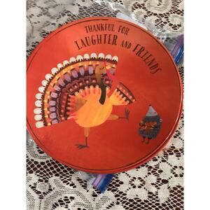 Pottery Barn Kids Turkey Hedgehog Thanksgiving Melamine Plates 9" Set of 2